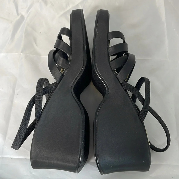 VINTAGE Y2K Strappy Platform Chunky Sandals Lydia 725 Originals Black Nylon 7 - Picture 6 of 11